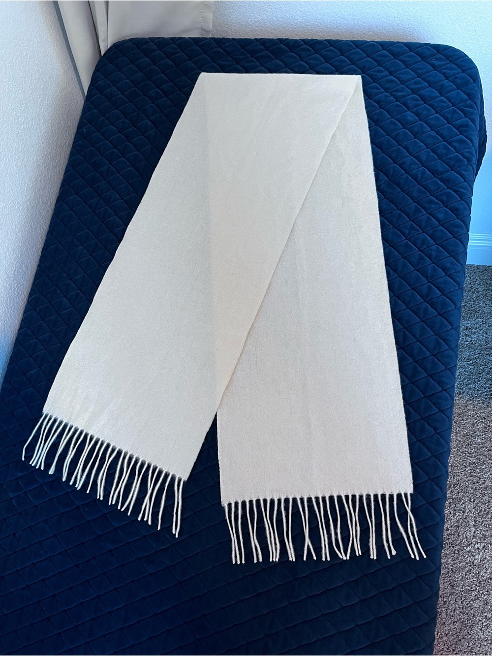 Soft Cream Fringe Tassel Scarf for Women Casual Fall Wear Width 11.5” Length 60”